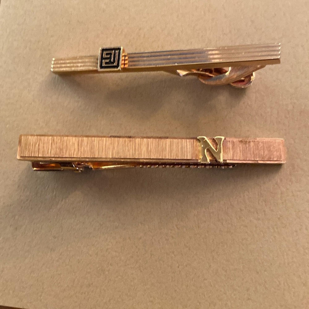 Givenchy and Dunhill 2 Gold tone Tie Clips